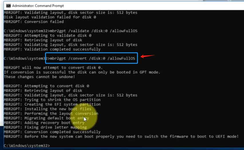 convert mbr disk to gpt