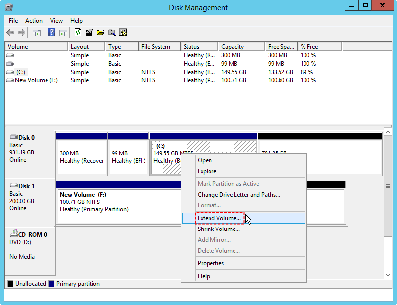 extend partition on usb backup drive