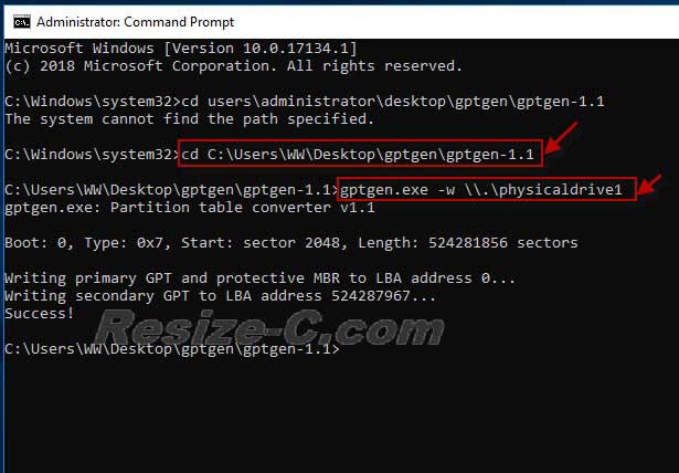 convert disk mbr to gpt