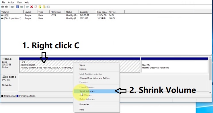 shrink c drive