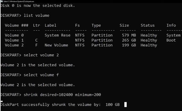 shrink partition