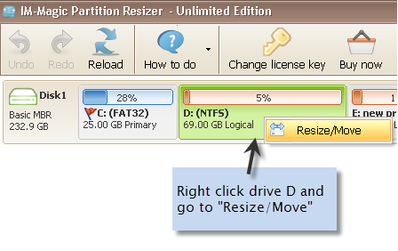 extend partition greyed out