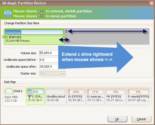 extend c drive to another disk